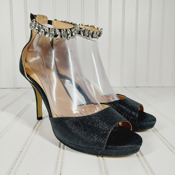 Badgley Mischka American Glamour Ankle Rhinestone Open Toe Sandal A 728 - Picture 4 of 15